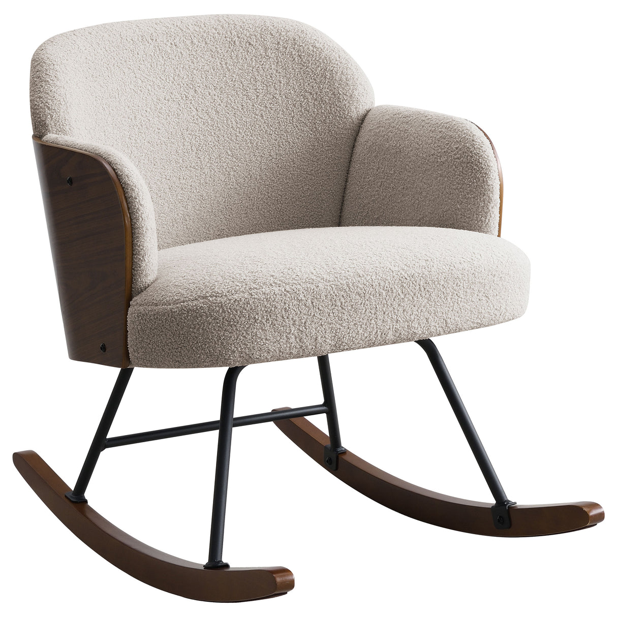 Furniture City Houma - Coaster - Paige Boucle Upholstered Mid Back Rocking Chair Beige - 602625