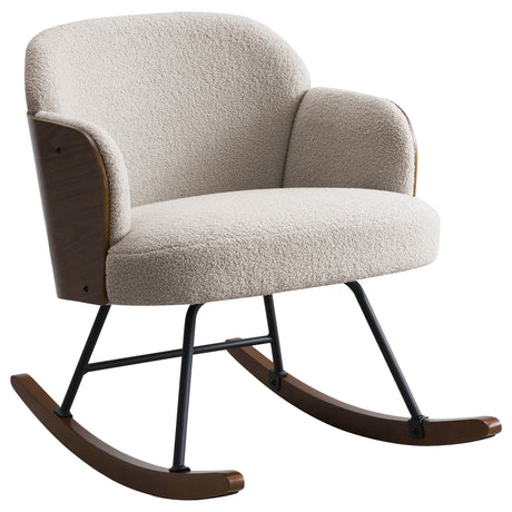 Furniture City Houma - Coaster - Paige Boucle Upholstered Mid Back Rocking Chair Beige - 602625