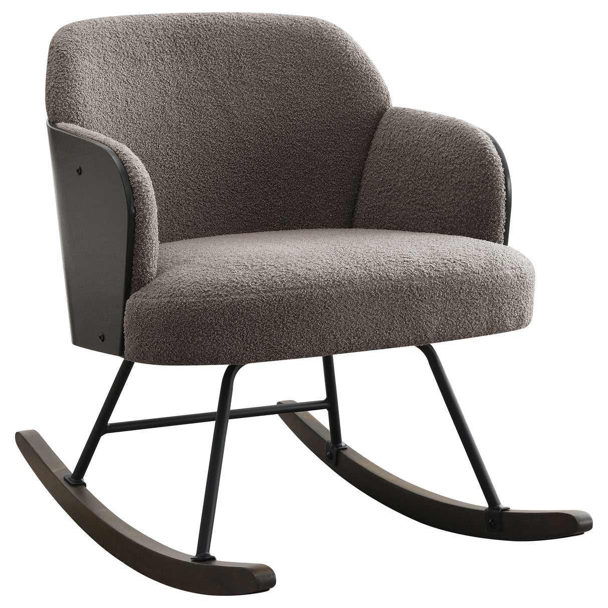 Furniture City Houma - Coaster - Paige Boucle Upholstered Mid Back Rocking Chair Taupe - 602626