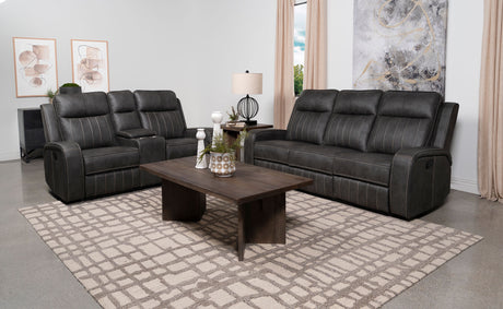 Furniture City Houma - Coaster - Raelynn 2-piece Upholstered Reclining Sofa Set Grey - 603191-S2