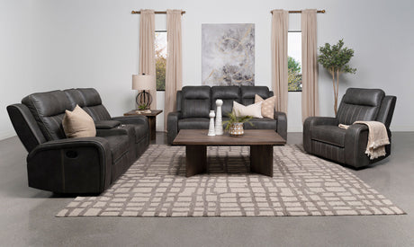 Furniture City Houma - Coaster - Raelynn 3-piece Upholstered Reclining Sofa Set Grey - 603191-S3