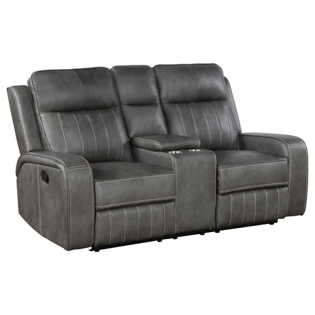 Furniture City Houma - Coaster - Raelynn Upholstered Track Arm Motion Loveseat Grey - 603192