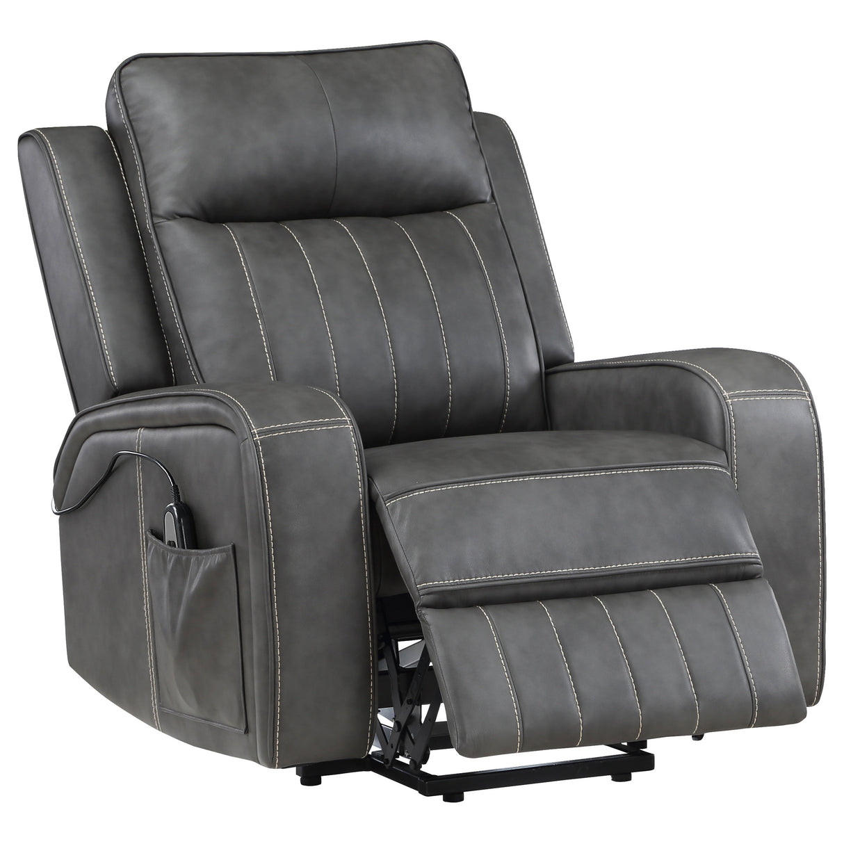 Furniture City Houma - Coaster - Raelynn Upholstered Power Lift Recliner Chair Grey - 603194P