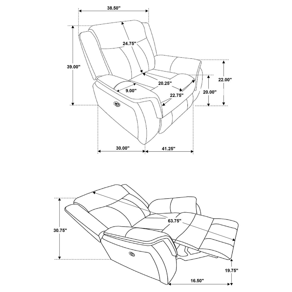 Lawrence 3-piece Upholstered Reclining Sofa Set Charcoal