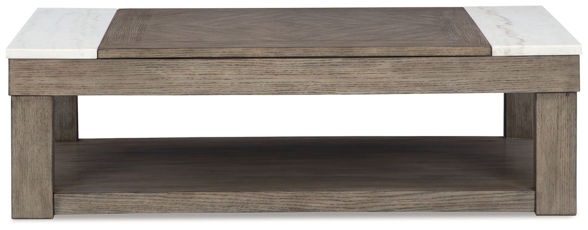 Loyaska - Lift Top Cocktail Table - Grayish Brown / White