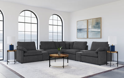Furniture City Houma - Coaster - Collins 7-piece Modular Power Reclining Sectional Dark Grey - 609530P-SETA