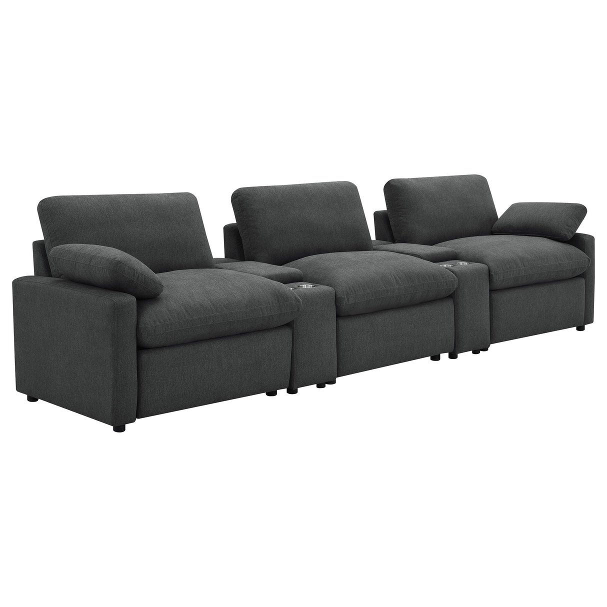 Furniture City Houma - Coaster - Collins 5-piece Power Reclining Home Theater Seating Dark Grey - 609531PT
