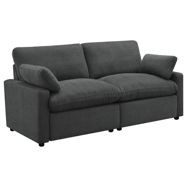 Furniture City Houma - Coaster - Collins Modular Power Loveseat Dark Grey - 609532P