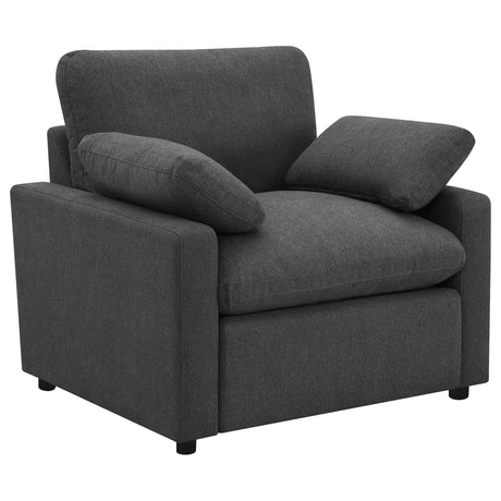 Furniture City Houma - Coaster - Collins Upholstered Power Recliner Chair Dark Grey - 609533P