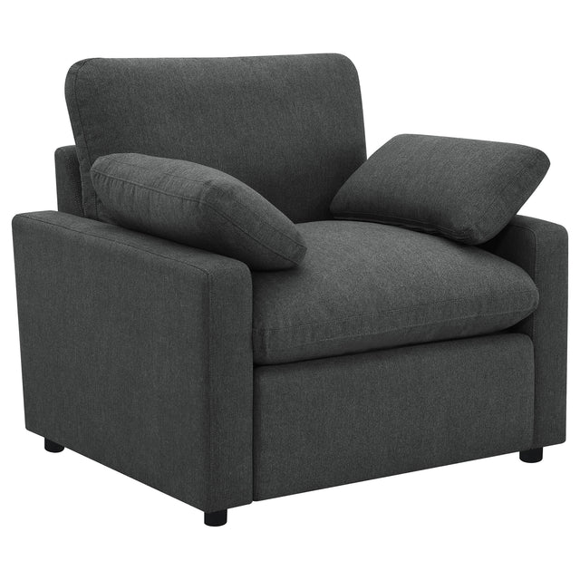 Furniture City Houma - Coaster - Collins Upholstered Power Recliner Chair Dark Grey - 609533P