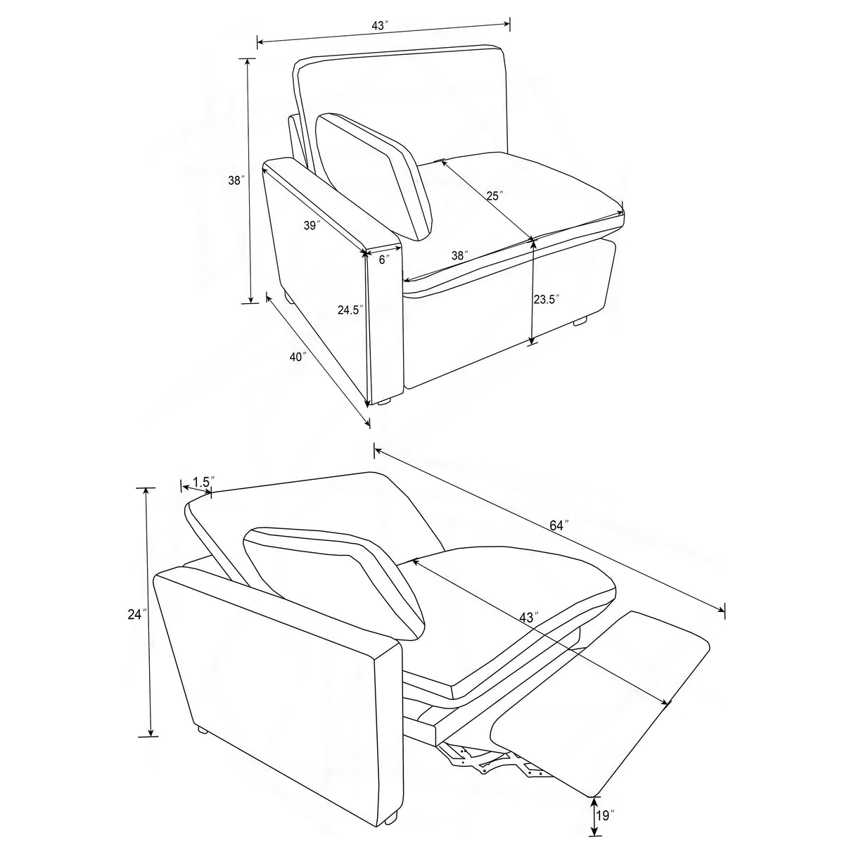 Collins Modular LAF Power Recliner Grey