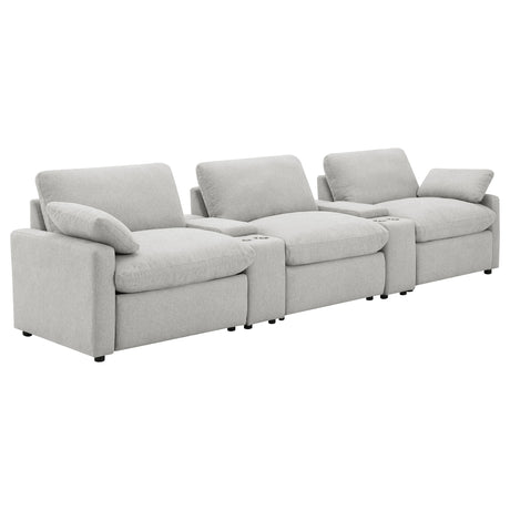 Furniture City Houma - Coaster - Collins 5-piece Power Reclining Home Theater Seating Grey - 609561PT
