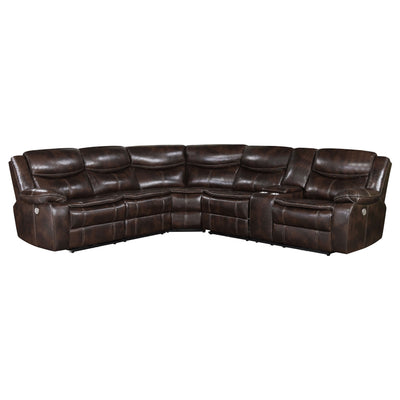 Furniture City Houma - Coaster - Sycamore Upholstered Power Reclining Sectional Sofa Brown - 610190P