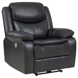 Furniture City Houma - Coaster - Sycamore Upholstered Power Recliner Chair Dark Grey - 610233P