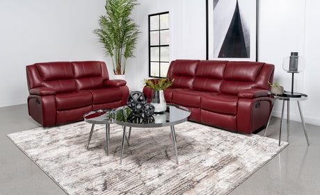 Furniture City Houma - Coaster - Camila 2-piece Upholstered Reclining Sofa Set Red - 610241-S2
