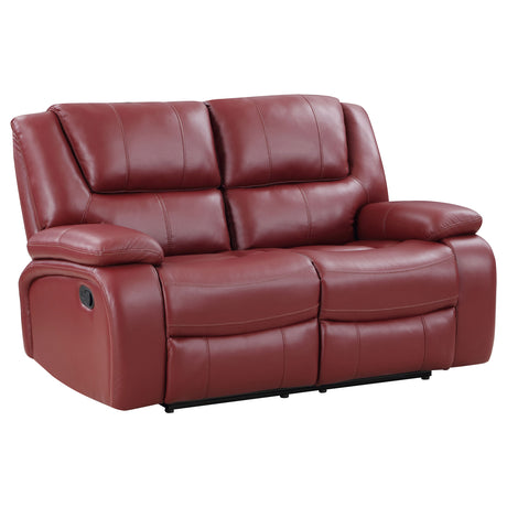 Furniture City Houma - Coaster - Camila Upholstered Motion Reclining Loveseat Red - 610242
