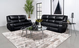 Furniture City Houma - Coaster - Camila 2-piece Upholstered Motion Reclining Sofa Set Black - 610244-S2