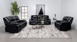 Furniture City Houma - Coaster - Camila 3-piece Upholstered Motion Reclining Sofa Set Black - 610244-S3