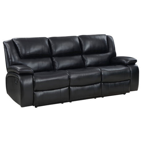 Furniture City Houma - Coaster - Camila Upholstered Motion Reclining Sofa Black - 610244