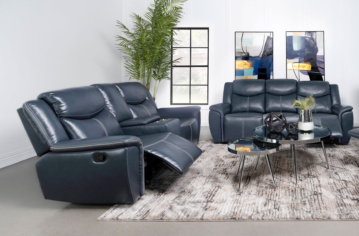 Furniture City Houma - Coaster - Sloane 2-piece Upholstered Reclining Sofa Set Blue - 610271-S2