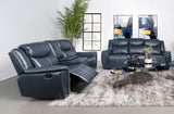 Furniture City Houma - Coaster - Sloane 2-piece Upholstered Reclining Sofa Set Blue - 610271-S2