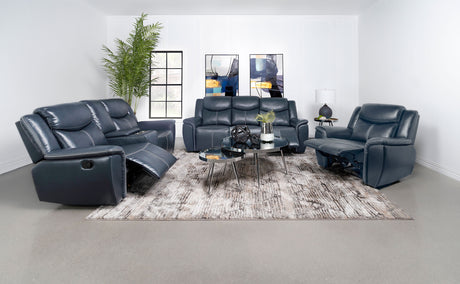 Furniture City Houma - Coaster - Sloane 3-piece Upholstered Reclining Sofa Set Blue - 610271-S3