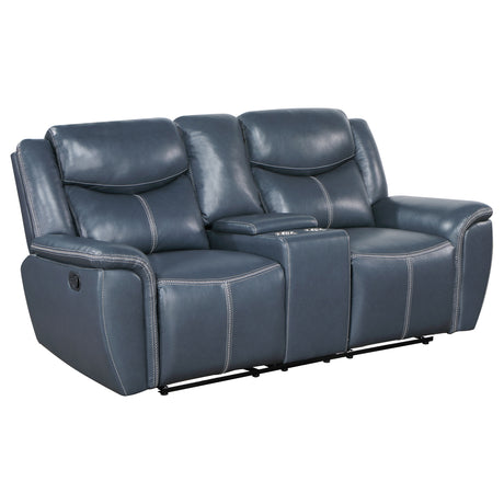 Furniture City Houma - Coaster - Sloane Upholstered Padded Arm Reclining Loveseat Blue - 610272