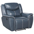Furniture City Houma - Coaster - Sloane Upholstered Padded Arm Recliner Chair Blue - 610273