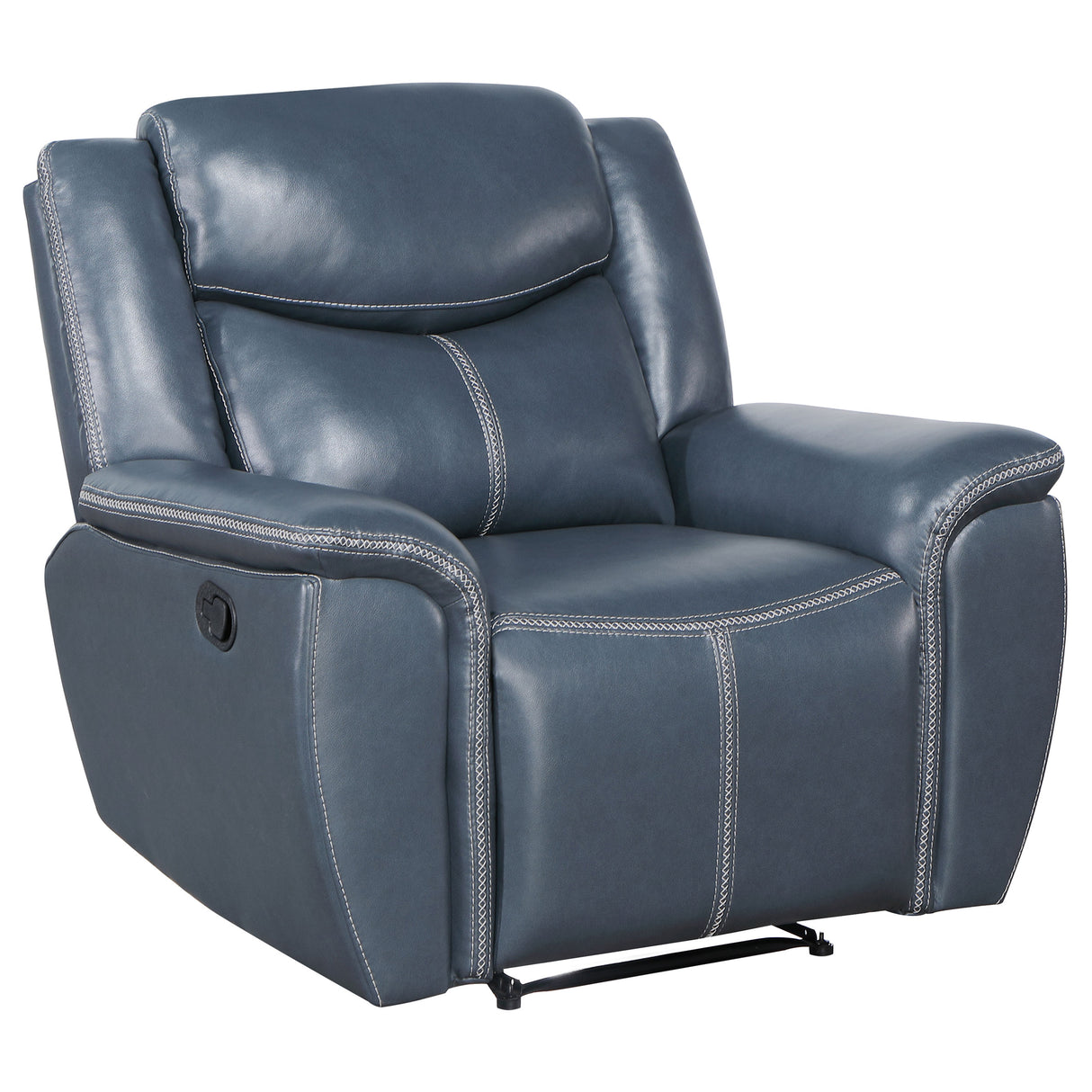 Furniture City Houma - Coaster - Sloane Upholstered Padded Arm Recliner Chair Blue - 610273