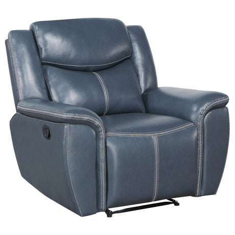 Furniture City Houma - Coaster - Sloane Upholstered Padded Arm Recliner Chair Blue - 610273