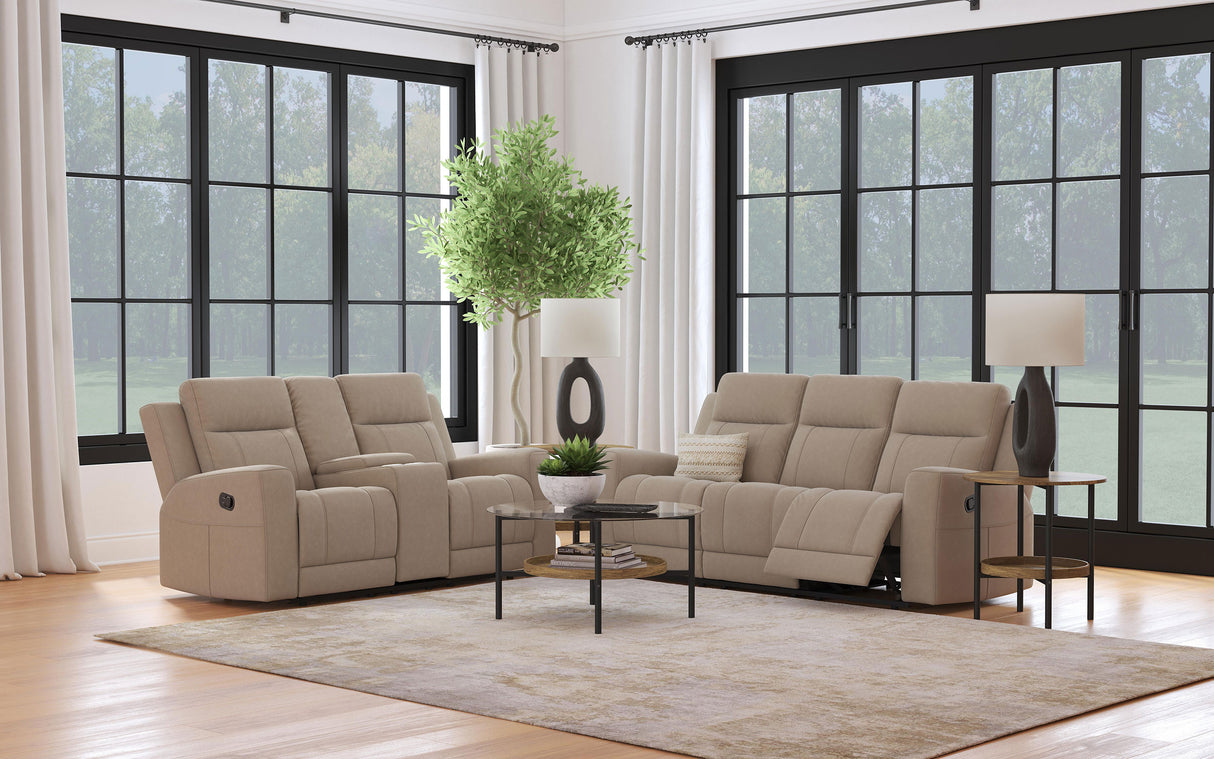 Furniture City Houma - Coaster - Brentwood 2-piece Upholstered Reclining Sofa Set Taupe - 610281-S2