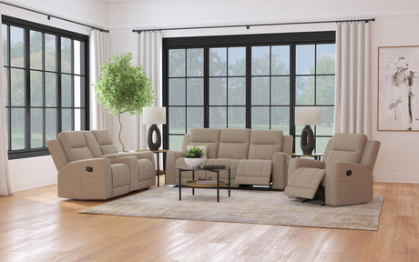 Furniture City Houma - Coaster - Brentwood 3-piece Upholstered Reclining Sofa Set Taupe - 610281-S3