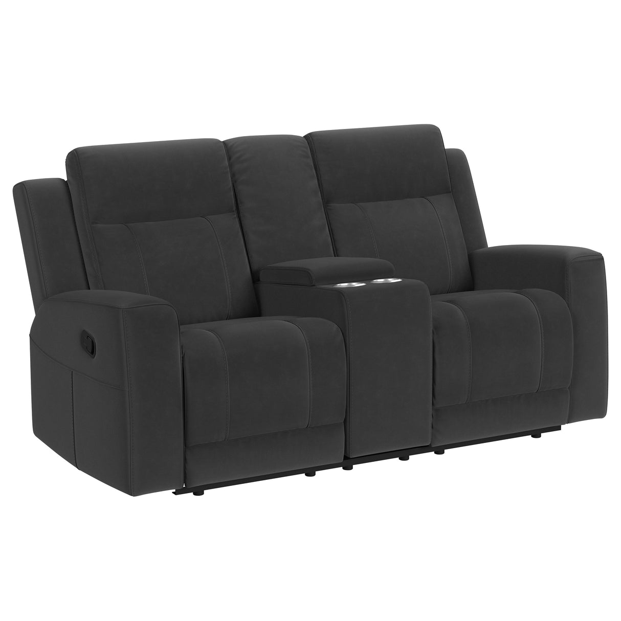 Furniture City Houma - Coaster - Brentwood Upholstered Reclining Loveseat Dark Charcoal - 610285