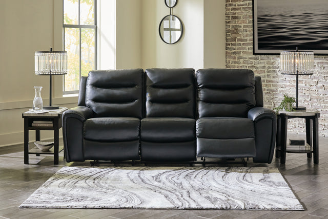 Furniture City Houma - Ashley Furniture - Warlin Power Reclining Sofa - PWR REC Sofa with ADJ Headrest / Black - 6110515