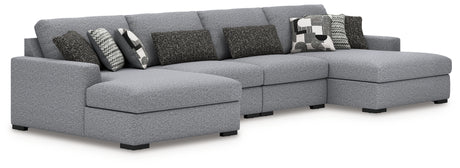 Furniture City Houma - Ashley Furniture - Bealton 4-Piece Sectional with Double Chaise - RAF 4-Piece Sectional with Double Chaise / Salt and Pepper - 61305S9