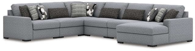 Furniture City Houma - Ashley Furniture - Bealton 6-Piece Sectional with Chaise - RAF 6-Piece Sectional with Chaise / Salt and Pepper - 61305S12