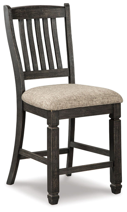 Tyler Creek - Upholstered Barstool (Set of 2) - Black / Grayish Brown