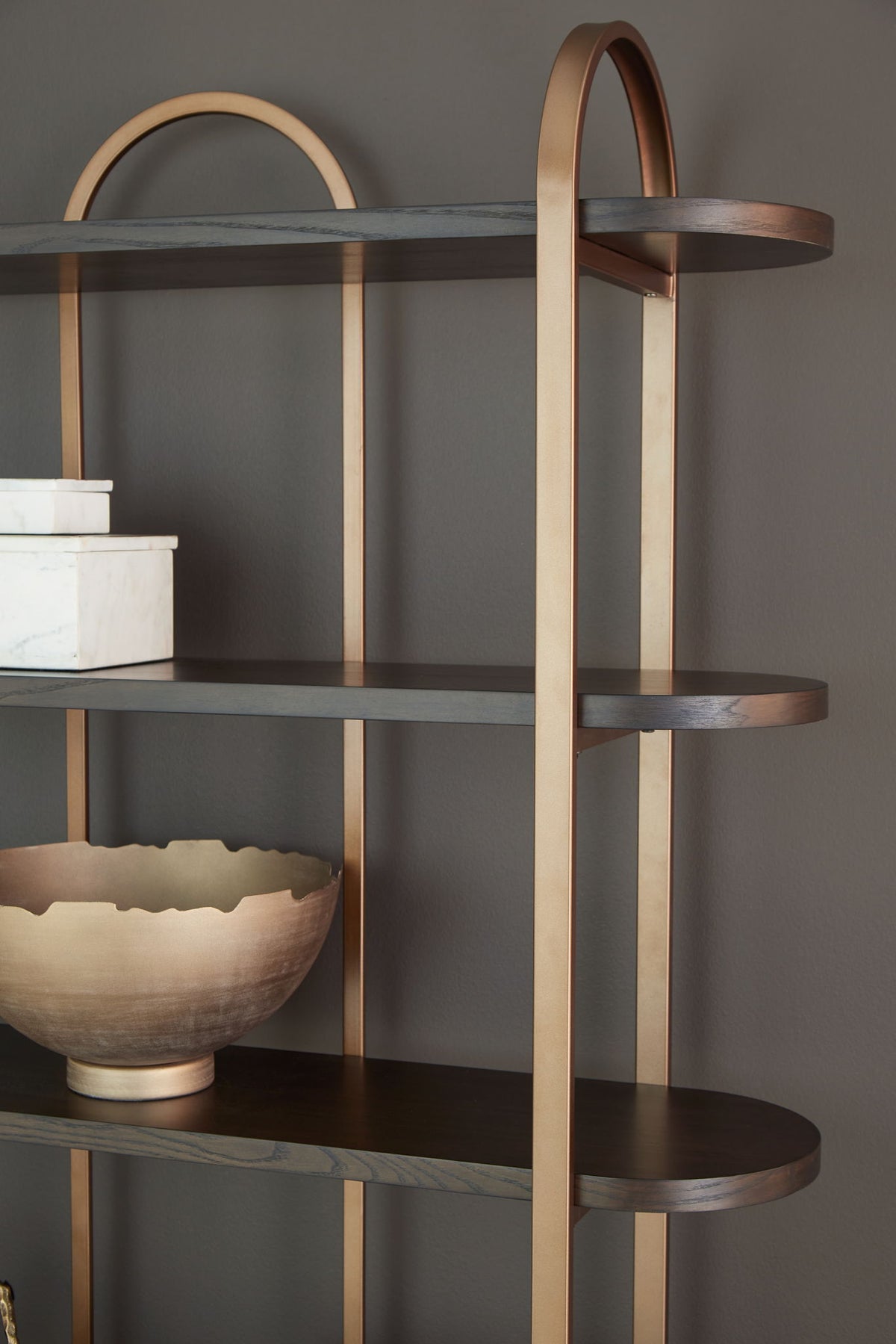 Brentmour - Bookcase - Brown / Gold Finish