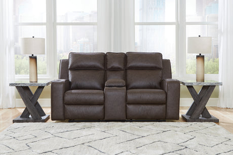 Furniture City Houma - Ashley Furniture - Lavenhorne Reclining Loveseat with Console - DBL Rec Loveseat w/Console / Umber - 6330694