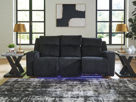 Furniture City Houma - Ashley Furniture - Forest Lake Power Reclining Sofa - PWR REC Sofa with ADJ Headrest / Black - PC6420215
