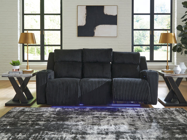 Furniture City Houma - Ashley Furniture - Forest Lake Power Reclining Sofa - PWR REC Sofa with ADJ Headrest / Black - PC6420215
