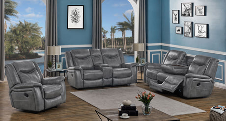Furniture City Houma - Coaster - Conrad 3-piece Upholstered Padded Arm Motion Sofa Set Grey - 650354-S3