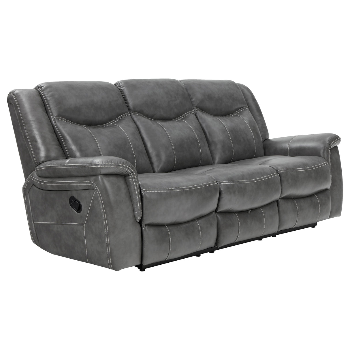 Furniture City Houma - Coaster - Conrad Upholstered Padded Arm Motion Sofa Grey - 650354