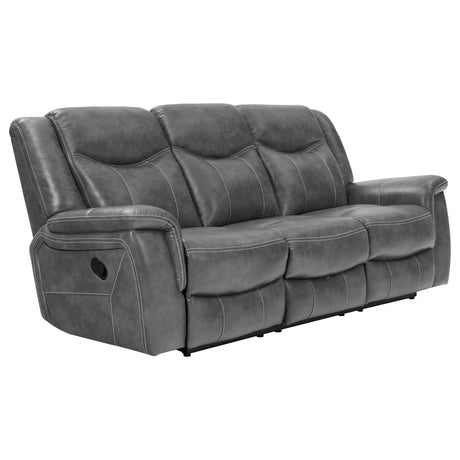 Furniture City Houma - Coaster - Conrad Upholstered Padded Arm Motion Sofa Grey - 650354