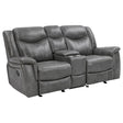 Furniture City Houma - Coaster - Conrad Upholstered Padded Arm Glider Loveseat Grey - 650355