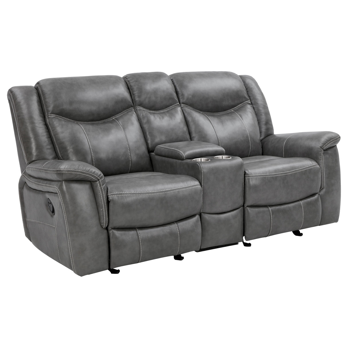 Furniture City Houma - Coaster - Conrad Upholstered Padded Arm Glider Loveseat Grey - 650355