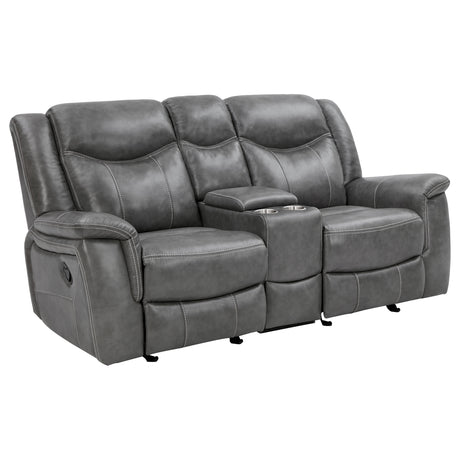 Furniture City Houma - Coaster - Conrad Upholstered Padded Arm Glider Loveseat Grey - 650355
