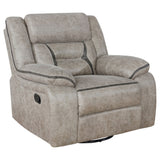 Furniture City Houma - Coaster - Greer Upholstered Swivel Glider Recliner Chair Taupe - 651353