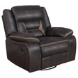 Furniture City Houma - Coaster - Greer Upholstered Swivel Glider Recliner Chair Brown - 651356