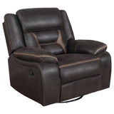 Furniture City Houma - Coaster - Greer Upholstered Swivel Glider Recliner Chair Brown - 651356